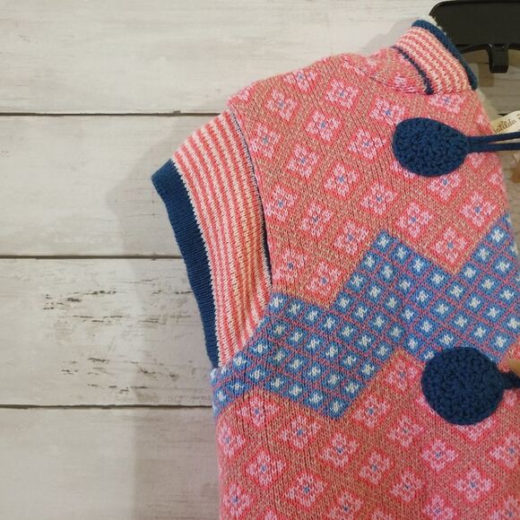 Matilda Jane Geometric Warm Hugs Sherpa Lined Sweater Vest Size 6 - Picture 4 of 16